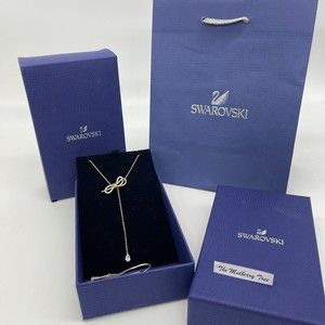 Swarovski Crystal Lifelong Bow Y Necklace White Mixed Plating 5447082 NWT NIB